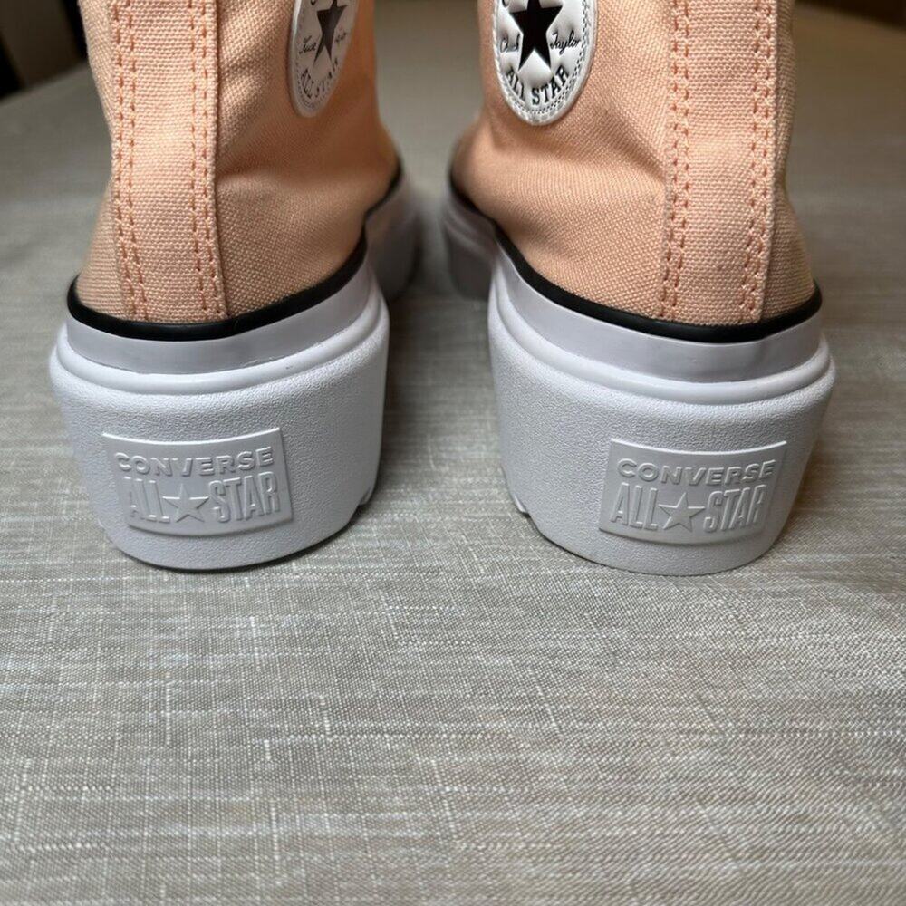 Converse Women Peach Canvas Chuck Taylor Lift Hi Platform Sneakers Size 7 - Picture 4 of 8
